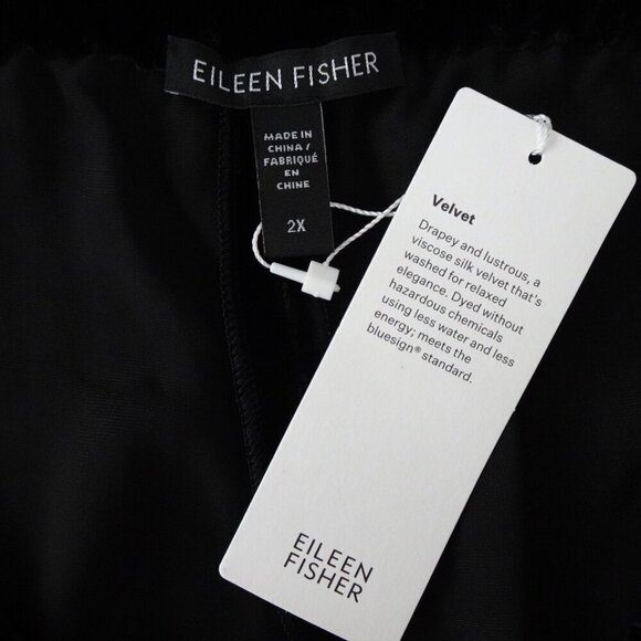 Eileen Fisher Velvet Ankle Pants Women's Plus Size 2X Black Wide Leg Silk Blend - Picture 7 of 9
